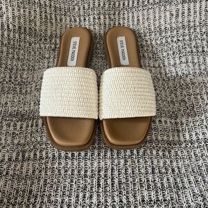 Steve Madden Cream Woven Slides